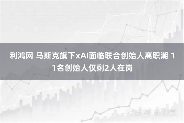 利鸿网 马斯克旗下xAI面临联合创始人离职潮 11名创始人仅剩2人在岗