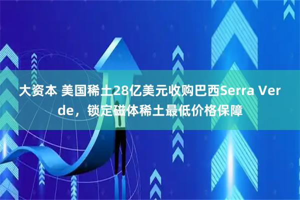 大资本 美国稀土28亿美元收购巴西Serra Verde，锁定磁体稀土最低价格保障
