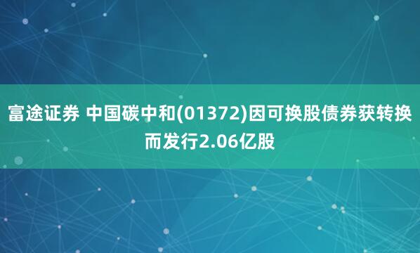 富途证券 中国碳中和(01372)因可换股债券获转换而发行2.06亿股