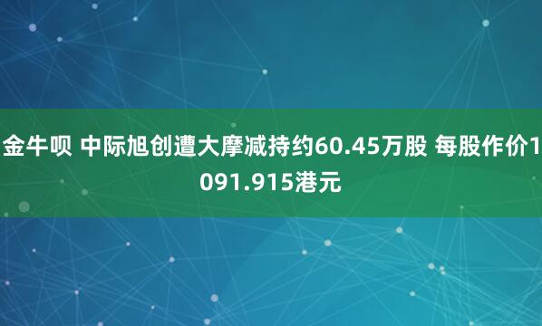 金牛呗 中际旭创遭大摩减持约60.45万股 每股作价1091.915港元